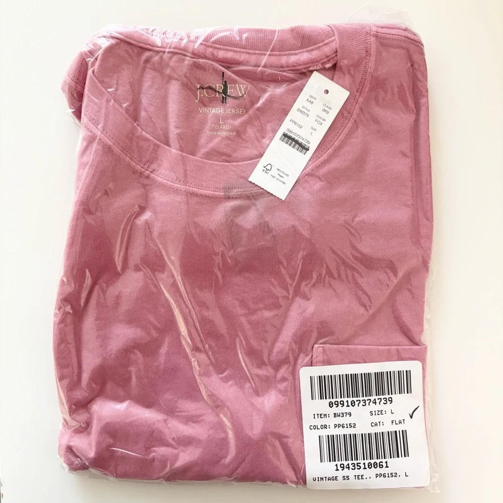 NWT J. Crew Vintage-wash Cotton Pocket T-shirt Vintage Barn Pink
